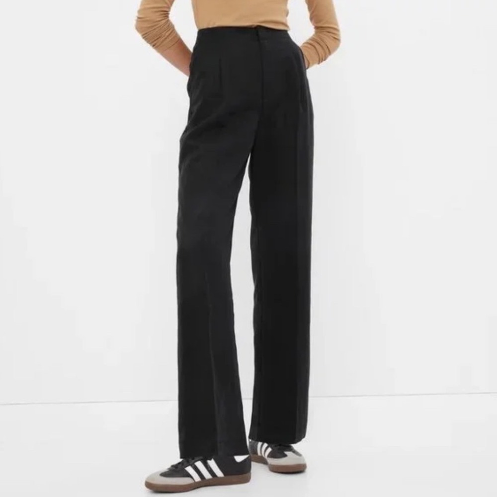 NEW Gap SoftSuit Tencel Lyocell Pants Black‎ Pleated Trouser 14T Tall Office